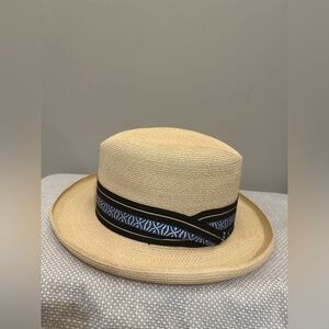 Vintage DOBBS Fifth Avenue El Dorado Straw Fedora HAT Boater Pork Pie Natural